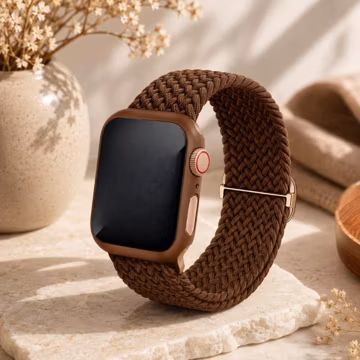 Apple Watch Band with Protective Case, Braided Stretch Nylon Sport Strap, Compatible with Apple Watch 40 41 42 44 45 46 49mm