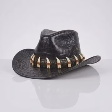 Crocodile Embossed Leather Cowboy Hat - Western Rodeo Hat with Concho Band