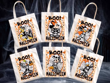 Boo Halloween Tote Bag, Disney Mickey and Friends Halloween Bag, Family Matching Bags, Disney Halloween Family Bag