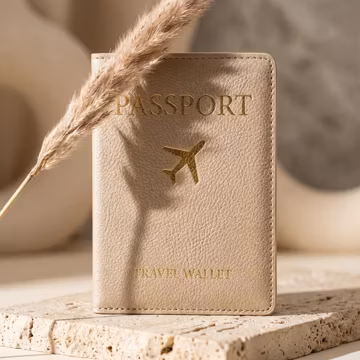 PU Leather Passport Cover, Travel Wallet, Airplane Icon