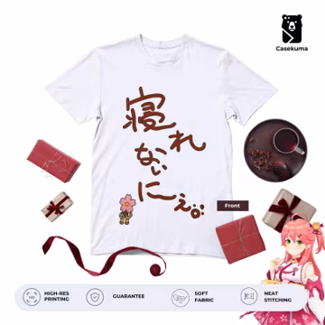 Sakura Miko Hololive Shirt Nerenai Nie Japanese Calligraphy 210 GSM Heavyweight Cotton Tee Anime VTuber Sakura Kaze Merch Gift Gamer Fan