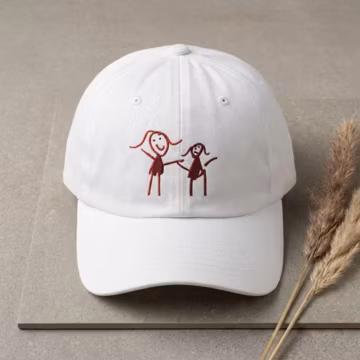 Personalize with your child's drawing Dad Cap | Hand-Drawn Kids Drawing Embroidery