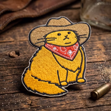 Meowdy Cowboy Cat Embroidered Patch, Western Kitty Iron On Badge, Jacket Backpack Hat Accessory