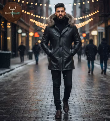 Men's Brown Shearling B-3 Bomber Jacket - Cropped Winter Style