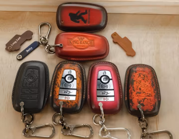 Ford King Ranch Leather Key Fob Case for F-150 F-250, Custom Logo, Stitching and Hand-Dyed Color, Handmade Smart Key Cover