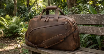 Full Grain Leather Duffel Bag for Men Personalized Weekend Travel Bag & Carry-on Perfect Christmas Gift