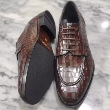 Berlin Crocodile-Textured Leather Shoes for Men – Handmade Luxury Dress Shoes | Custom Made Formal Footwear