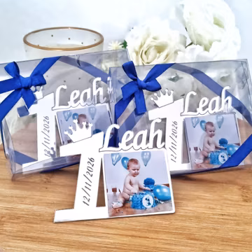 Custom 1st Birthday Photo Favors, Baby Picture Frames, Baby Girl Boy First Bday Keepsake