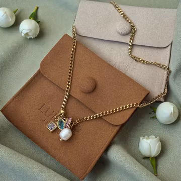 18K Gold Plated Charm Necklace, Semi Precious Stone Pendant