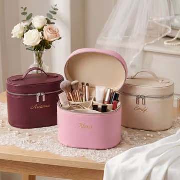 Personalized Leather Makeup Case, Travel Toiletry Organizer, Bridesmaid Gift, Vanity Bag