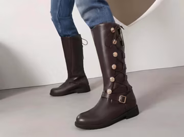 Knee High Leather Riding Boots, Renaissance Medieval Costume Boots, Men Women Cosplay Steampunk Footwear