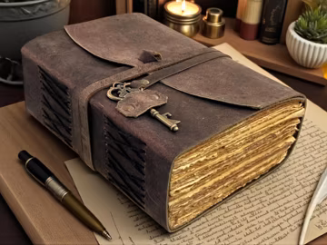 400 - Page Handmade Leather junk Journal with Key – Rustic Vintage Brown Travel Diary gift for him & her