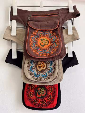 Cotton Om Mandala Fanny Pack – Handmade Nepal Travel Waist Bag