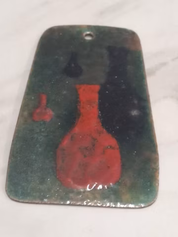 vintage 1970s large bottle enamel decoration necklace pendant