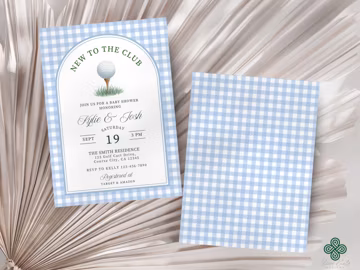 Golf Baby Shower, Blue Gingham Little Putter Poster, New to the Club (Digital Download) GO22