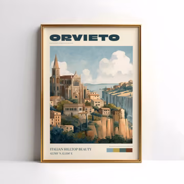 Orvieto Wall Art Print | Vintage Travel Poster | Orvieto Poster | Italy Home Decor | Travel Art Gift | Retro Poster | Christmas Gift