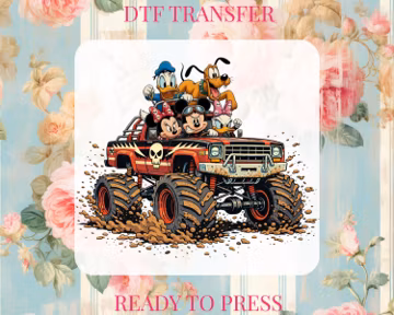 Disney Monster Truck DTF Transfer: Mickey and Friends Ready to Press