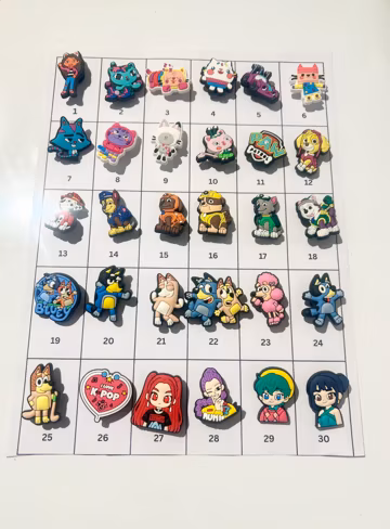 Kawaii Shoe charms kids cartoon characters , kpop clog charms variety of 30 charms