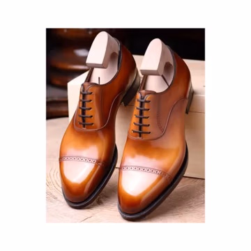 Orange Leather Handamde Men's Oxford Dress Fashion Party Shoes