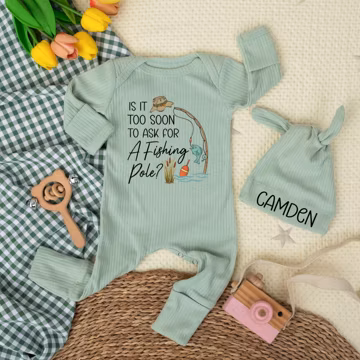 Is It Too Soon to Ask for a Fishing Pole Baby Bodysuit, Personalized Newborn Outfit, Funny Fishing Baby Clothes, Outdoor Baby Shower Gift
