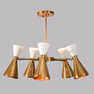 Stilnovo Inspired Sputnik Chandelier – Colorful 10-Light Brass Fixture