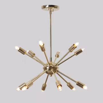 Handmade Raw Brass Sputnik Chandelier – Mid-Century 12-Arm Ceiling Light