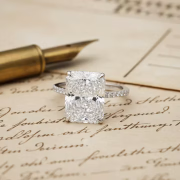 5 CT Radiant Cut Moissanite Ring, Radiant Engagement Ring, Bridal Pave & Hidden Halo Wedding Ring, Classic Prongs Ring, Bridal Ring