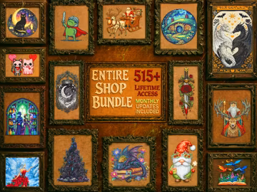Entire Shop Cross Stitch Bundle: 515+ Gothic, Witchy & Dragon Embroidery PDF Patterns, Lifetime Access