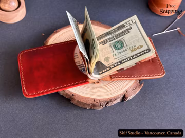 Handmade Italian Leather Money Clip Wallet | Slim Front Pocket Cash & Card Holder | Gift for Him | Minimalist EDC Wallet