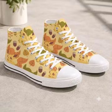 Jolteon High Top Sneakers, Autumn Pokémon Shoes, Yellow Eeveelution Canvas Footwear, Gamer Gift, Back to School Gift, Birthday Gift For Fan