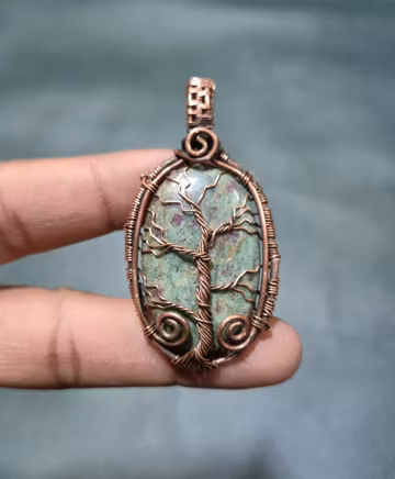Ruby Fuchsite Tree of Life Pendant, Handmade Copper Wire Wrapped