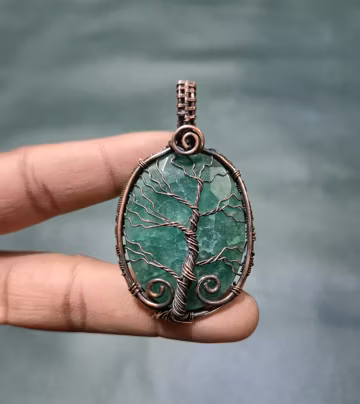 Faceted Emerald Pendant Tree Of Life Pendant Zambian Emerald Copper Wire Wrapped jewelry Handmade Necklace Jewelry Gift For Girlfriend