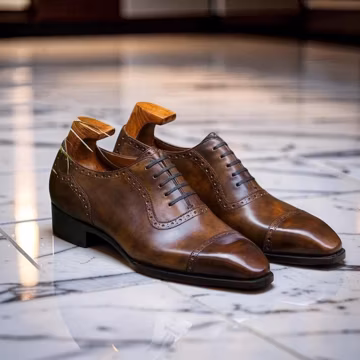Brown Leather Oxford Lace Up Dress Shoes For Wedding Formal Toe Cap Lac Up Shoes