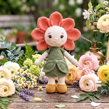 Mother’s Day Crochet Pattern, Flower Doll Amigurumi Gift for Mom in Bloom, Handmade Keepsake Floral PDF, Unique Cute Soft Aesthetic Design