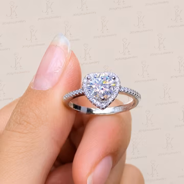 2.00Ct Heart Shape White Diamond Cluster Women's Engagement Ring, 925 Sterling Silver
