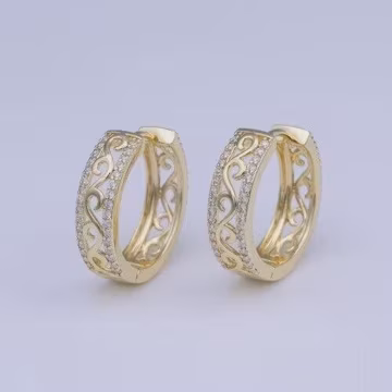2Ct Round Simulated Diamonds Hoop Earrings, 14K Yellow Gold Sterling Silver