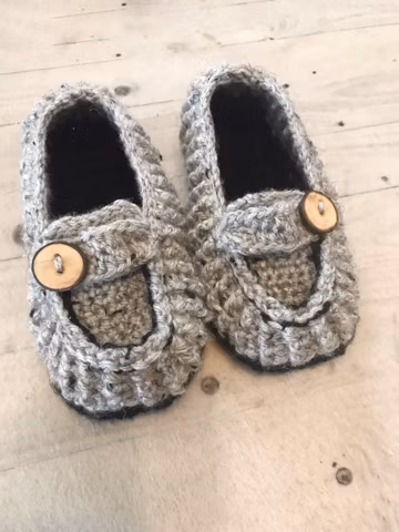 Handmade Crochet Boys Loafer Slippers - Youth Sizes