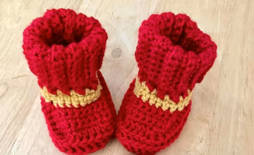 Crochet Football Booties , Red And Gold Team Booties , Custom Team Colors