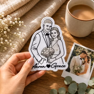Custom Wedding Couple Portrait Embroidered Patch, Personalized Photo Iron On Badge, Bride Groom Keepsake Clothing Label