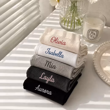 Personalized Embroidered Name Socks, Custom Crew Socks, Back to School Gift, College Dorm Gift, Bridesmaid and Best Friend Gift
