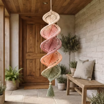 Crochet Wind Spinner Pattern PDF, Dimensional Pastel Petal Helix Hanging Decoration, Intermediate Tutorial, Instant Download