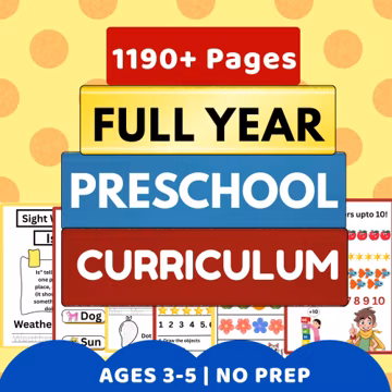 Full Year Preschool Curriculum Bundle 1190+ Pages| Pre-K Learning Worksheets|Homeschool Daycare Lessons| Binder Busy Book Toddler Activities