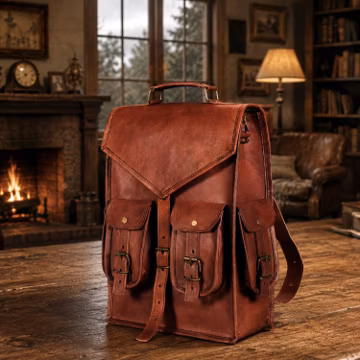 Handmade Goat Leather Backpack for Men & Women | Vintage Leather Travel Rucksack | Convertible Backpack Shoulder Bag