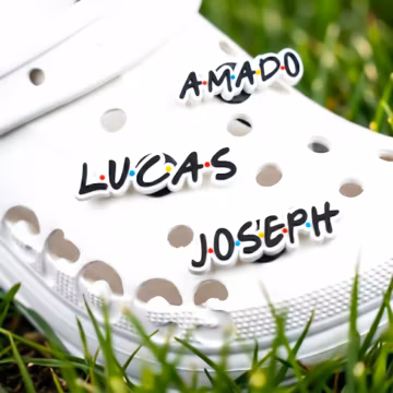 5Pcs Custom Name Croc Charms, Personalized Shoe Charms Set, Retro Dot Logo Font, Cute Letter Charms, Gifts for Kids Teens, Gift Idea, Custom