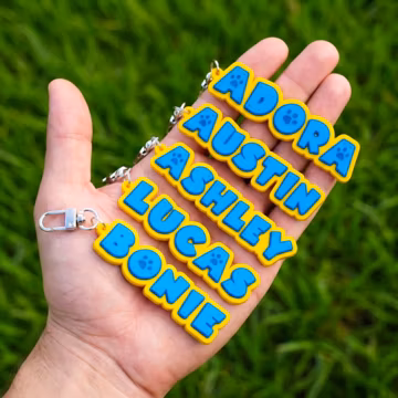 Rescue Pup Style Custom Name Keychain, Personalized Name Keyring, Cartoon Dog Team Inspired, Kids Backpack Bag Tag, Birthday Gift, Paw style