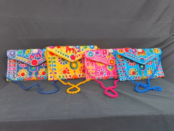 Handmade Indian Clutch Bag, Traditional Embroidered Purse for Weddings & Parties