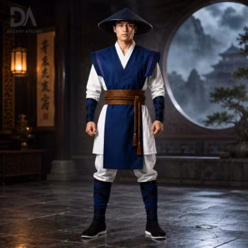 Thunder God Inspired Blue Cosplay Costume | Mortal Kombat 3 Inspired Cosplay | Fantasy Martial Art Costume | Raiden Unisex Convention Outfit