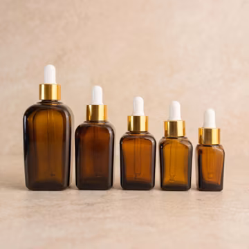 10ml - 100ml Amber Glass Dropper Bottle, Bamboo Wood Pump Dispenser, Refillable Skincare Container