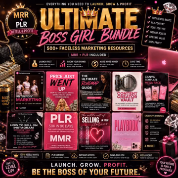36+ ebooks Digital Boss Girl Bundle Editable Canva templates PLR/MMR trending digital products, digital marketing bundle DFY, Beauty product