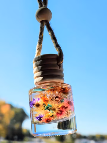 Car Oil Diffuser - Colorful Dried Flowers Car Air Freshener - Floral Hanging Scented Oil Diffusers-New Car Gift/Accessory-Refills Available